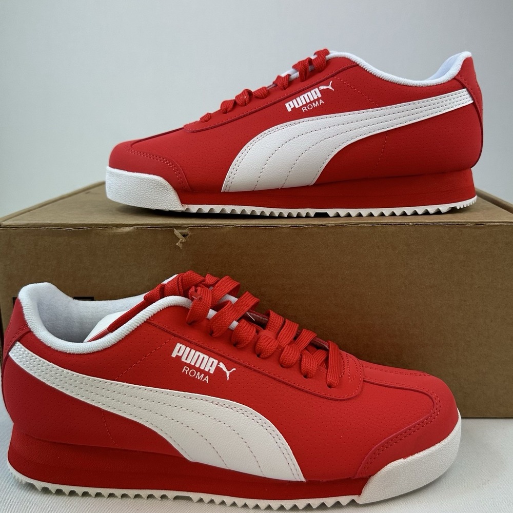 PUMA Roma 24 Reversed Lace Up Youth Boys Sz 5 Red Sneakers Shoes 40175202